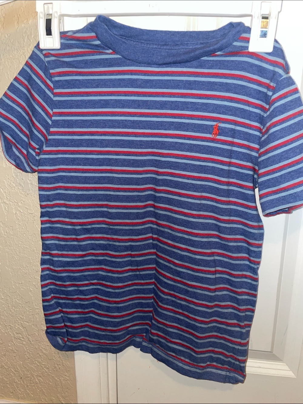 Ralph Lauren Blue and Red Striped Crewneck Tee